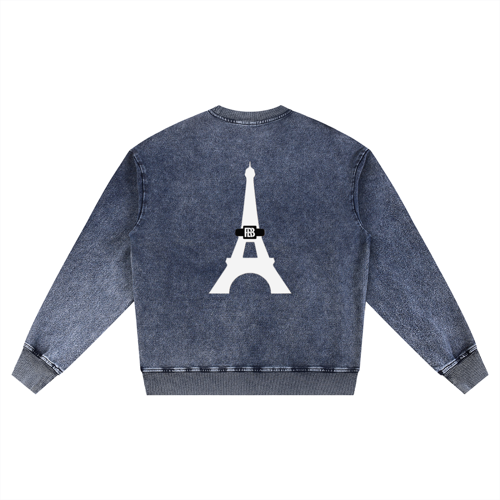 Snow Wash Oversized Crewneck Sweatshirt