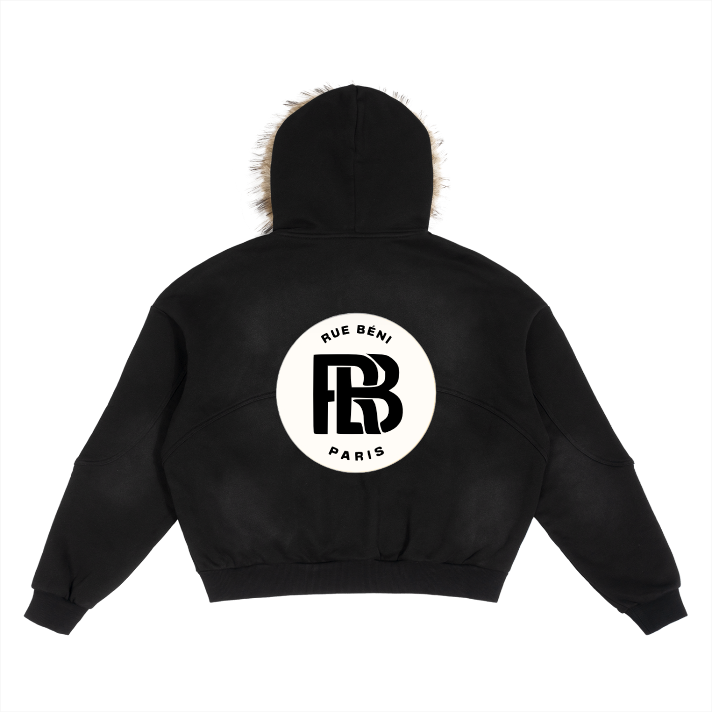 Sun Fade Boxy Detachable Fur Hoodie