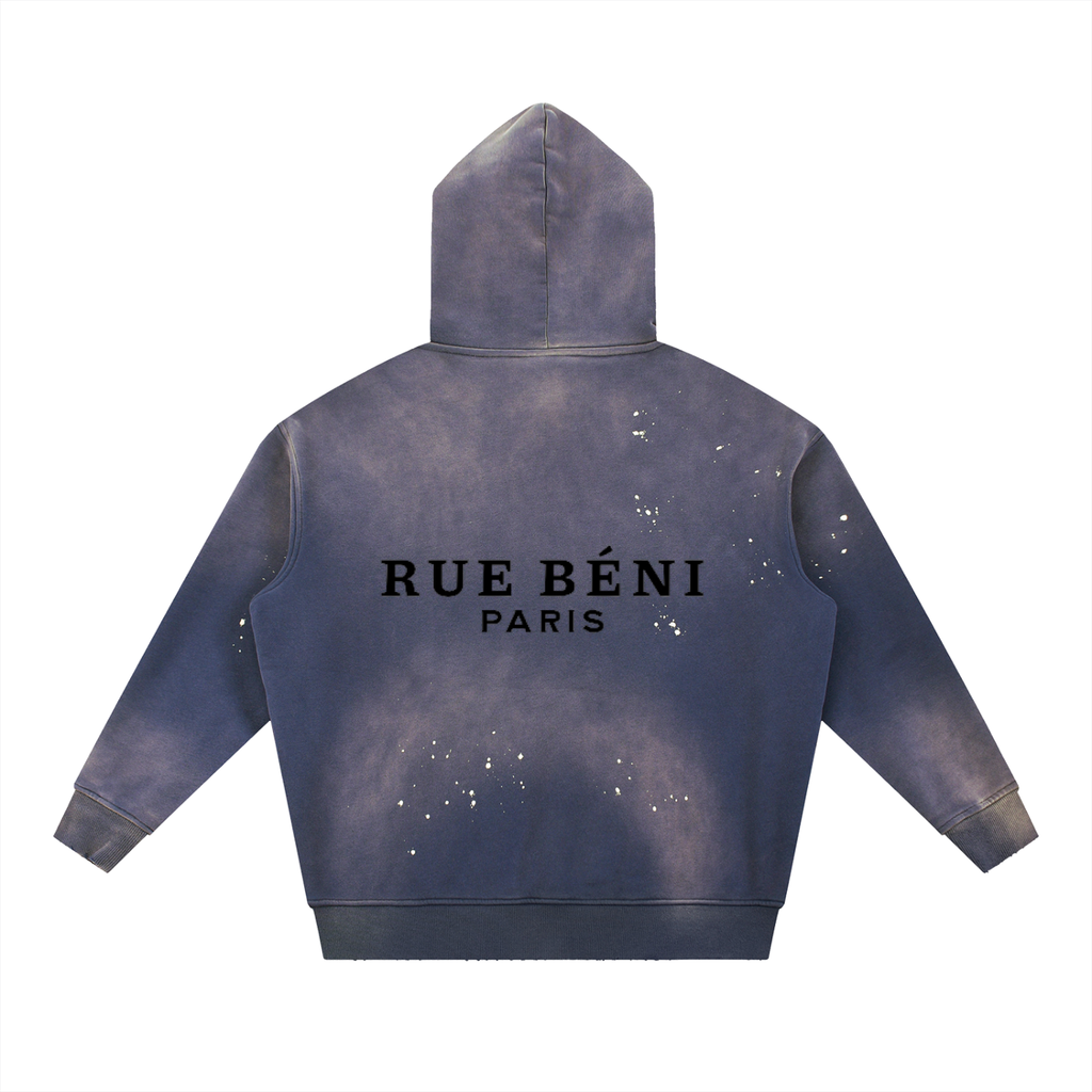 Vintage Washed Frayed Fleece Hoodie