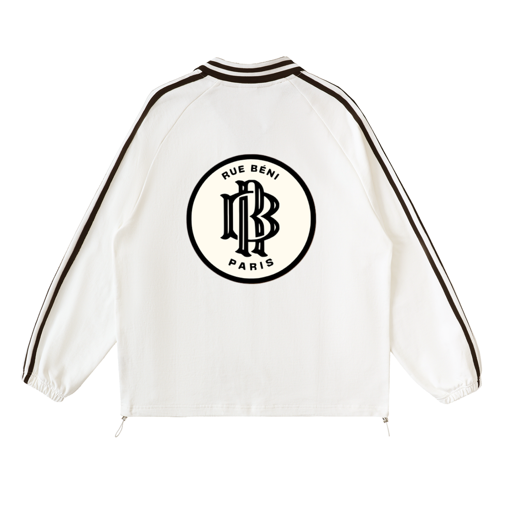 Contrast Striped Lapel Collar Sweatshirt