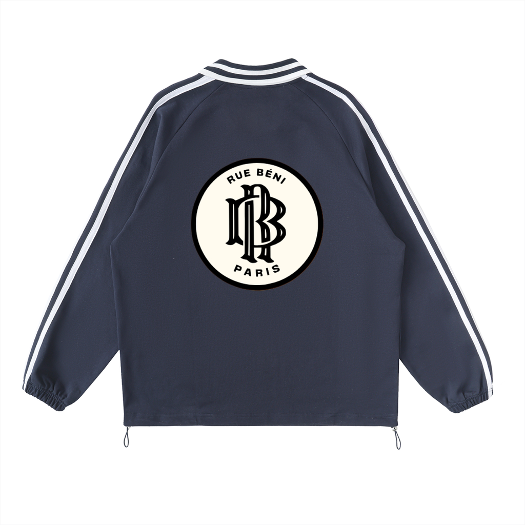 Contrast Striped Lapel Collar Sweatshirt