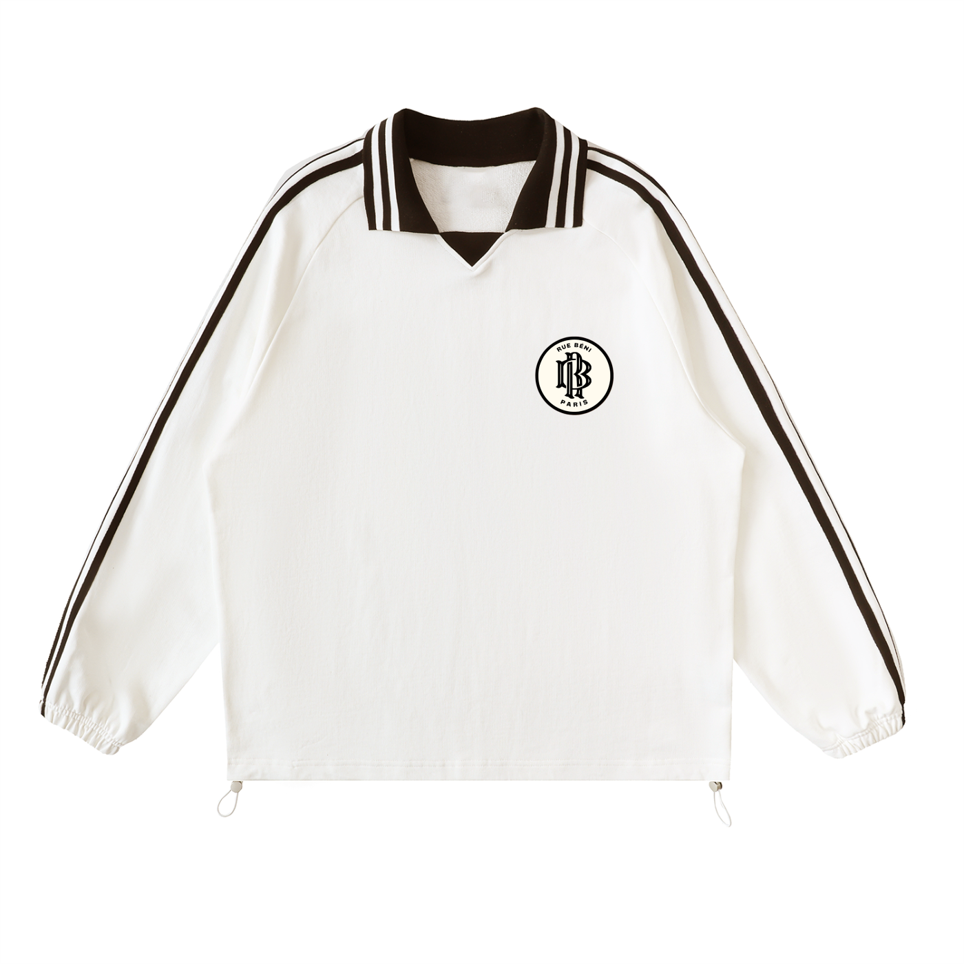 Contrast Striped Lapel Collar Sweatshirt