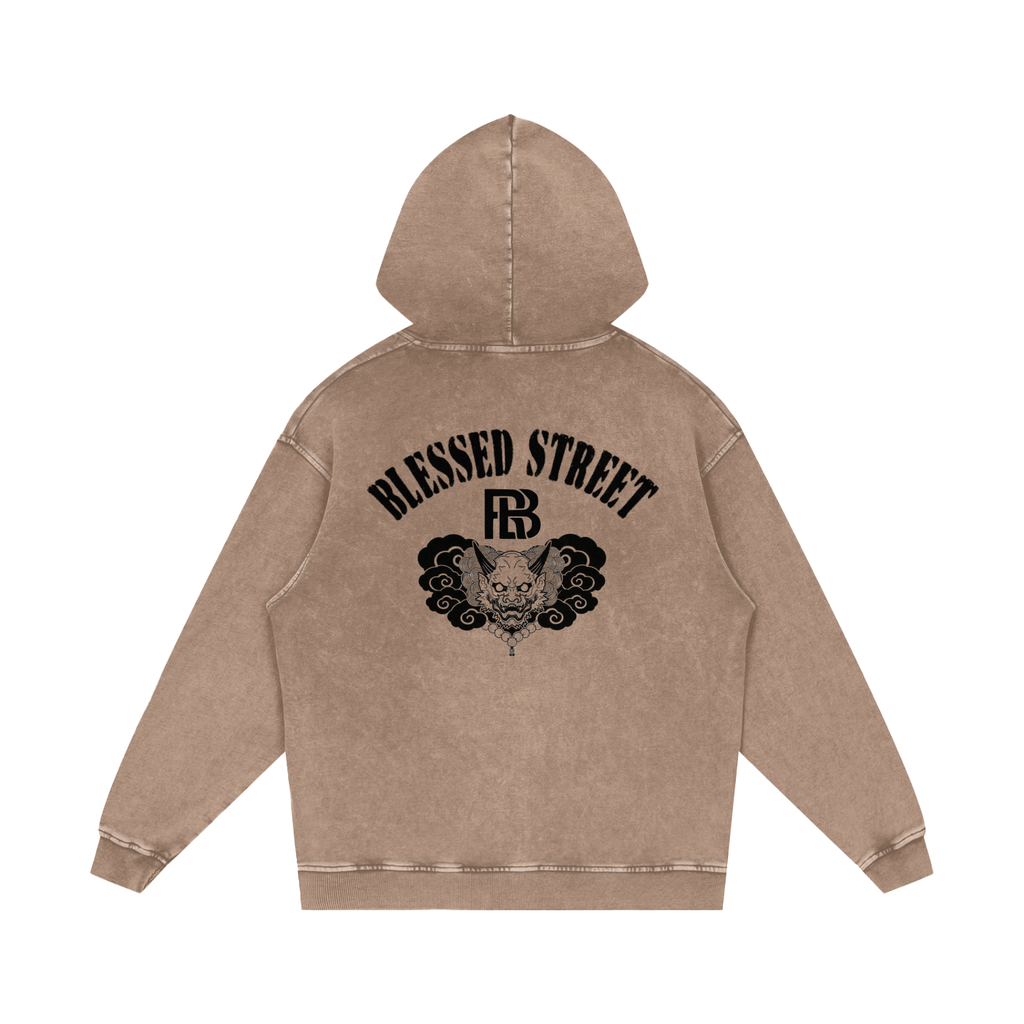 Snow Washed Loose Cotton Hoodie