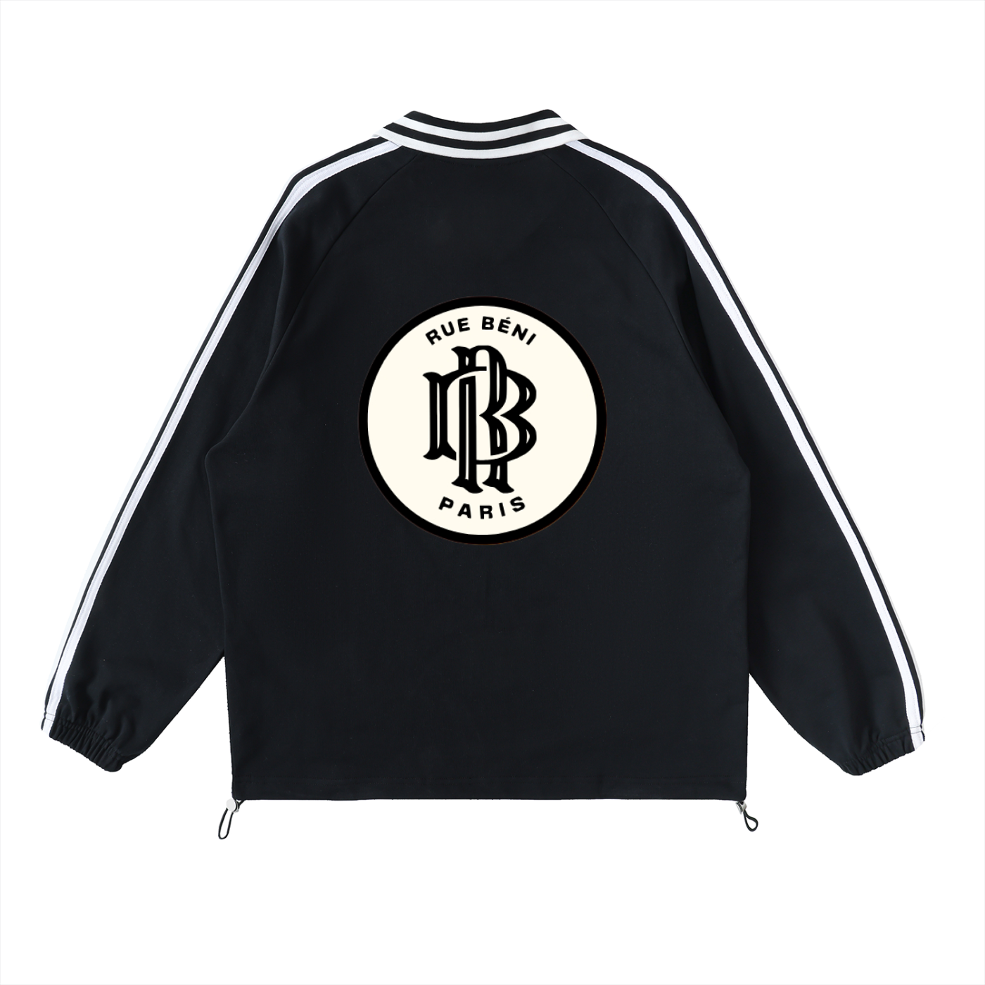 Contrast Striped Lapel Collar Sweatshirt