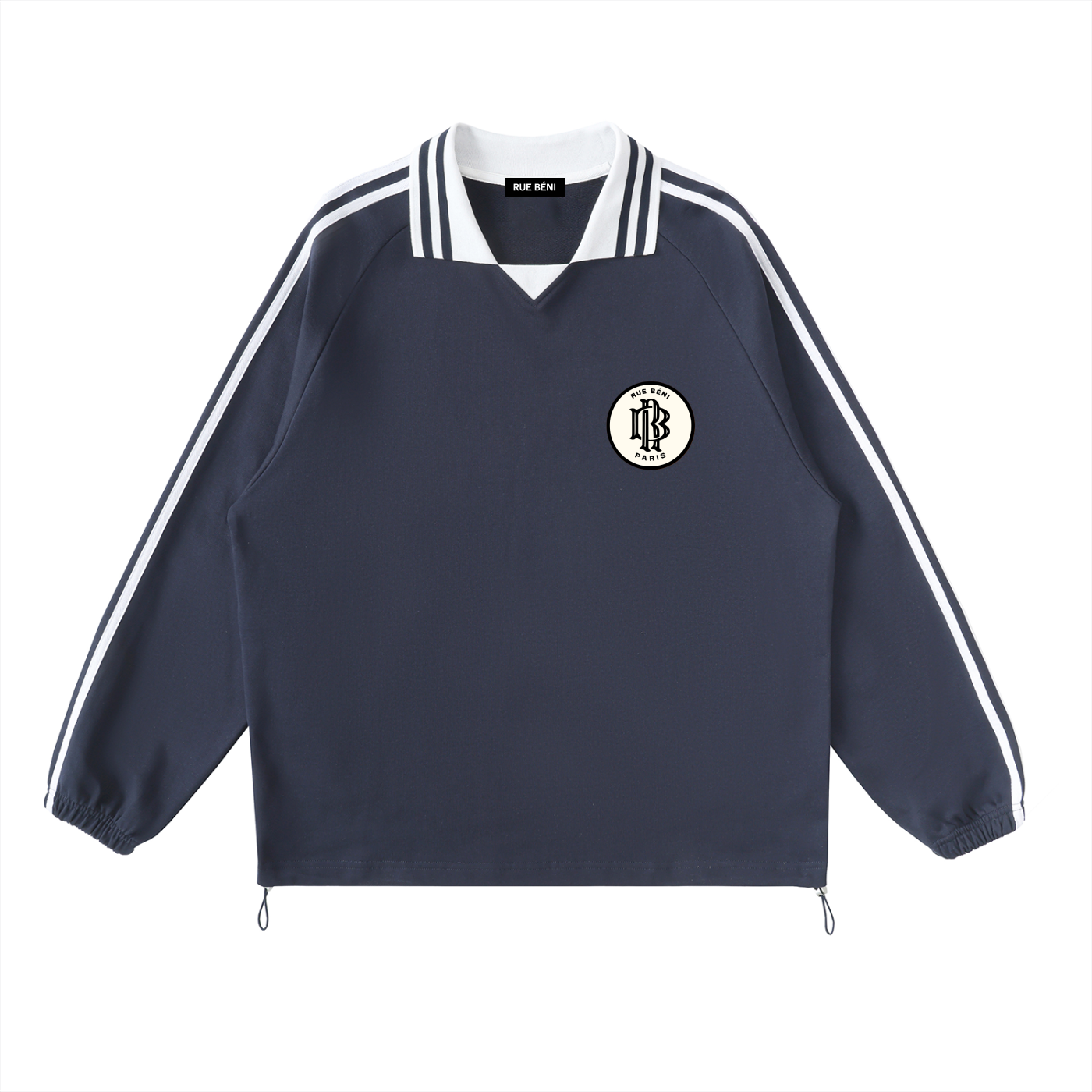 Contrast Striped Lapel Collar Sweatshirt