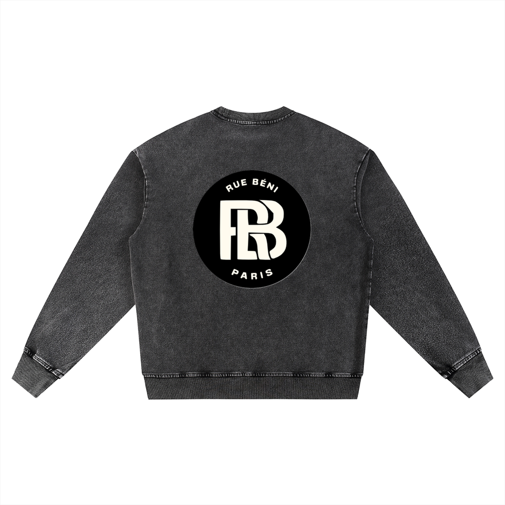 Snow Wash Oversized Crewneck Sweatshirt