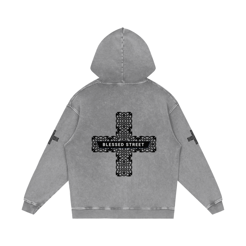 Snow Washed Loose Cotton Hoodie
