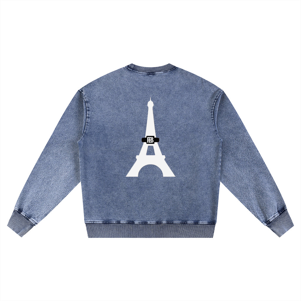 Snow Wash Oversized Crewneck Sweatshirt