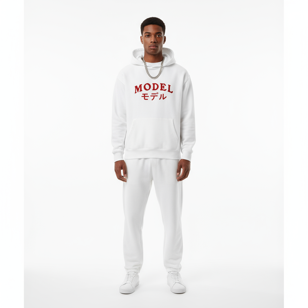 Front View - White MODÈL Hoodie